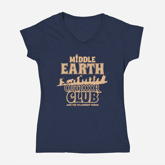 Middle Earth Outdoor Club-Womens-V-Neck-Tee-Boggs Nicolas