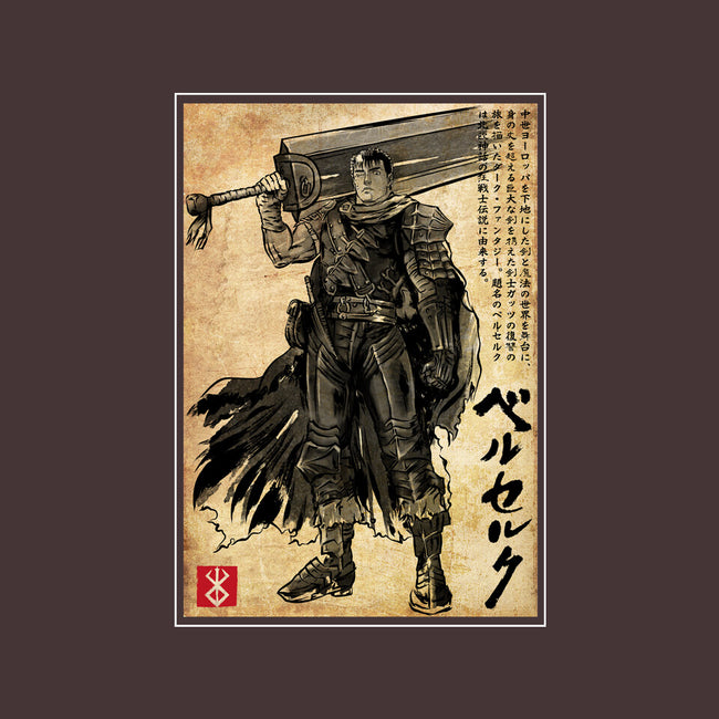 Black Swordsman Woodblock-None-Removable Cover w Insert-Throw Pillow-DrMonekers