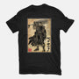 Black Swordsman Woodblock-Womens-Basic-Tee-DrMonekers