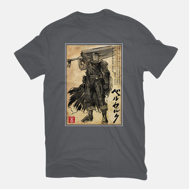 Black Swordsman Woodblock-Womens-Basic-Tee-DrMonekers