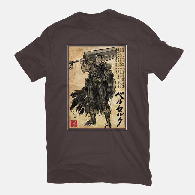 Black Swordsman Woodblock-Womens-Basic-Tee-DrMonekers