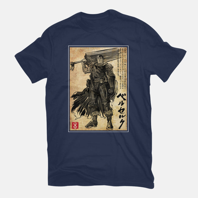 Black Swordsman Woodblock-Womens-Basic-Tee-DrMonekers