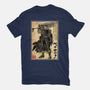 Black Swordsman Woodblock-Womens-Basic-Tee-DrMonekers