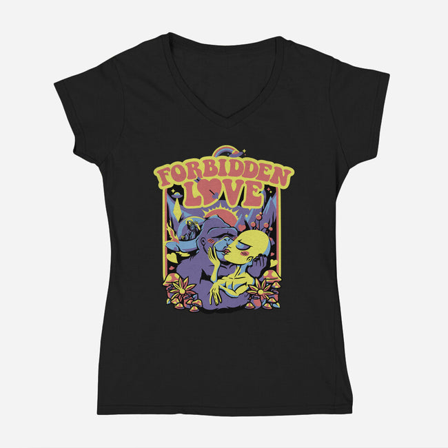 Forbidden Love-Womens-V-Neck-Tee-tobefonseca
