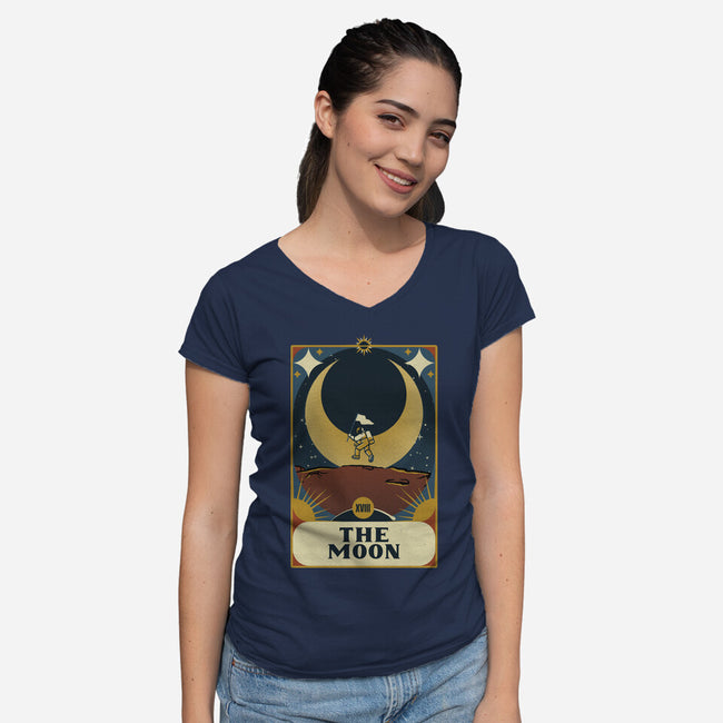 Astronaut Tarot Moon-Womens-V-Neck-Tee-tobefonseca