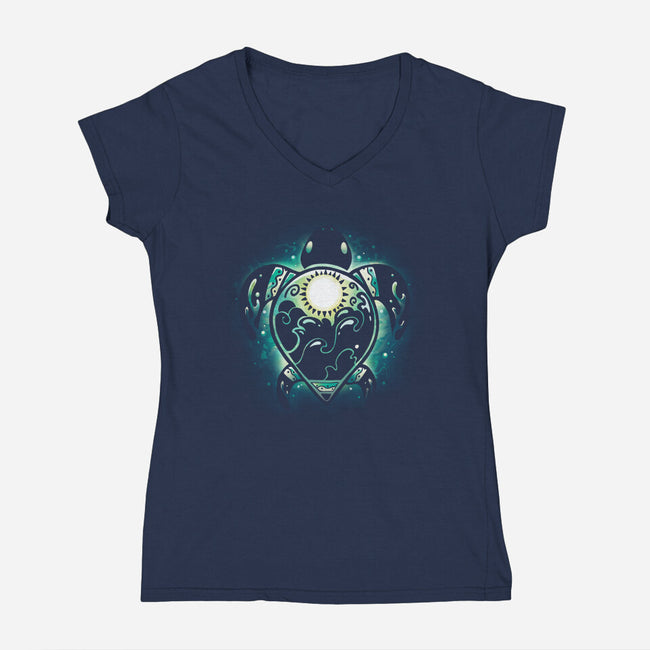 Turtle Tattoo-Womens-V-Neck-Tee-Vallina84