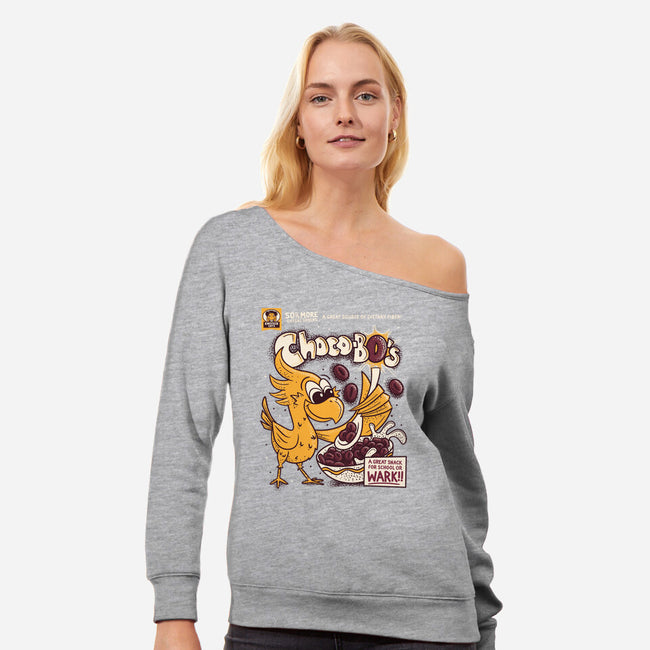 Choco-Bo's Cereal-Womens-Off Shoulder-Sweatshirt-Aarons Art Room