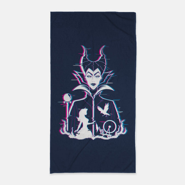 Maleficent Glitched-None-Beach-Towel-danielmorris1993