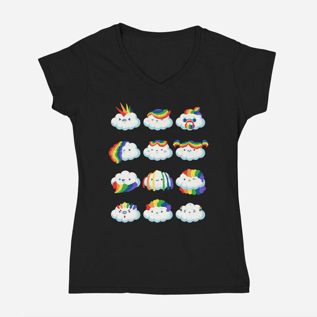 Hairy Clouds-Womens-V-Neck-Tee-demonigote