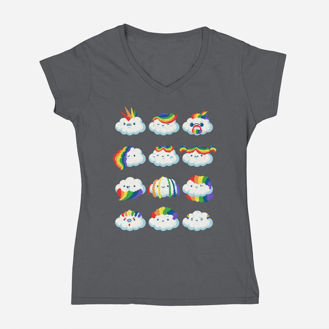 Hairy Clouds-Womens-V-Neck-Tee-demonigote