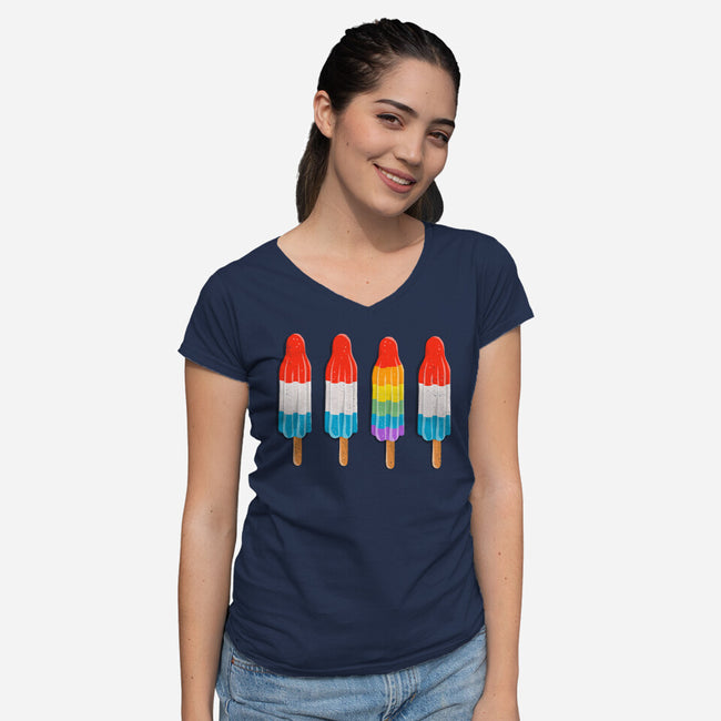 Summer Pride-Womens-V-Neck-Tee-kg07