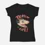 Possum Panic-Womens-V-Neck-Tee-vp021
