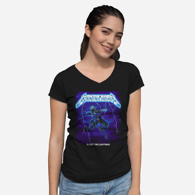 Blast The Lightning-Womens-V-Neck-Tee-CappO