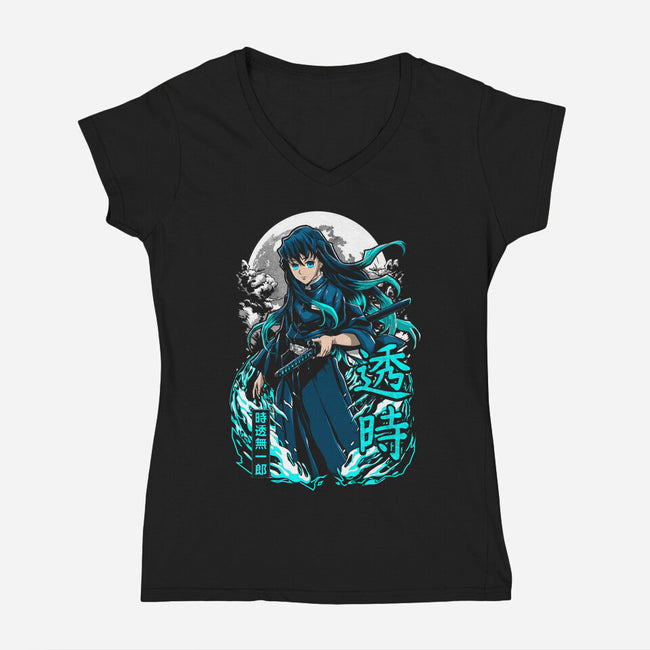 The Sadness Of Tokito-Womens-V-Neck-Tee-Knegosfield