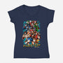 Nostalgic Heroes-Womens-V-Neck-Tee-Conjura Geek