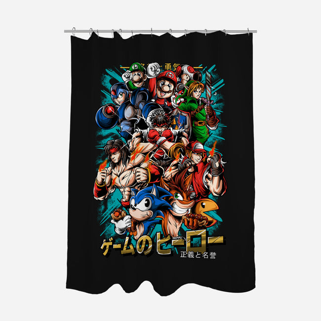 Nostalgic Heroes-None-Polyester-Shower Curtain-Conjura Geek