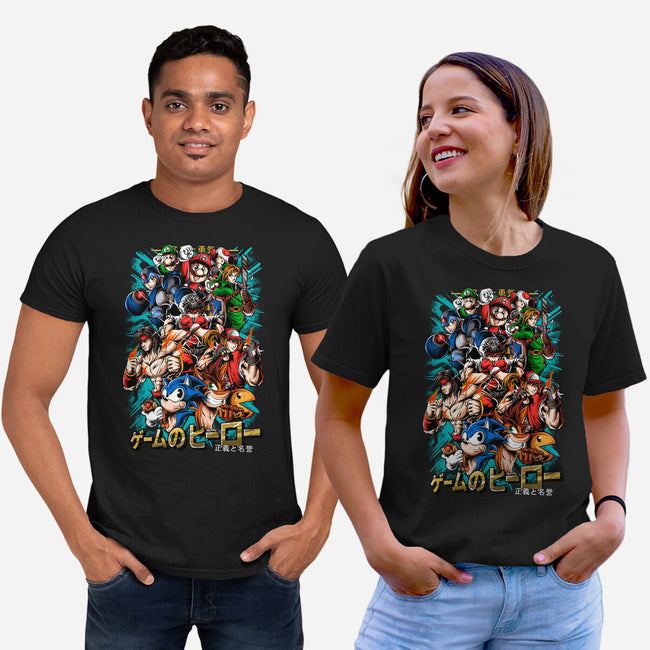 Nostalgic Heroes-Unisex-Basic-Tee-Conjura Geek