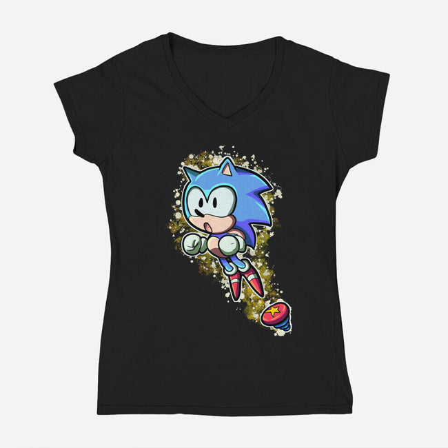 Speed Jump-Womens-V-Neck-Tee-nickzzarto