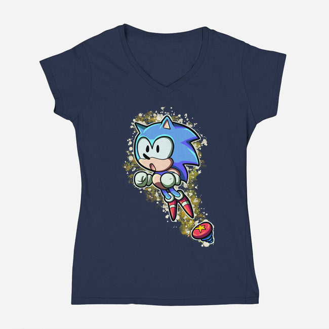 Speed Jump-Womens-V-Neck-Tee-nickzzarto