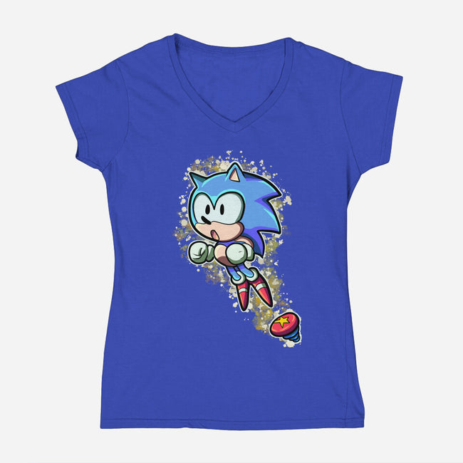 Speed Jump-Womens-V-Neck-Tee-nickzzarto