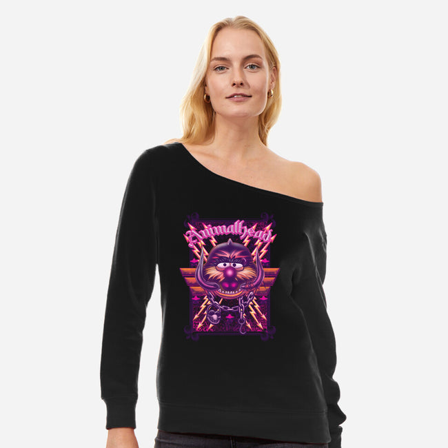 Animal Head-Womens-Off Shoulder-Sweatshirt-Samuel