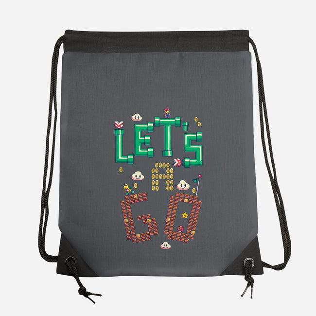 Mario Let's A Go-None-Drawstring-Bag-Geekydog