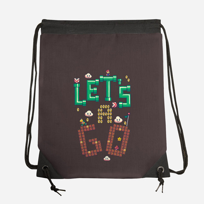 Mario Let's A Go-None-Drawstring-Bag-Geekydog