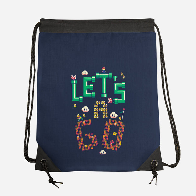 Mario Let's A Go-None-Drawstring-Bag-Geekydog