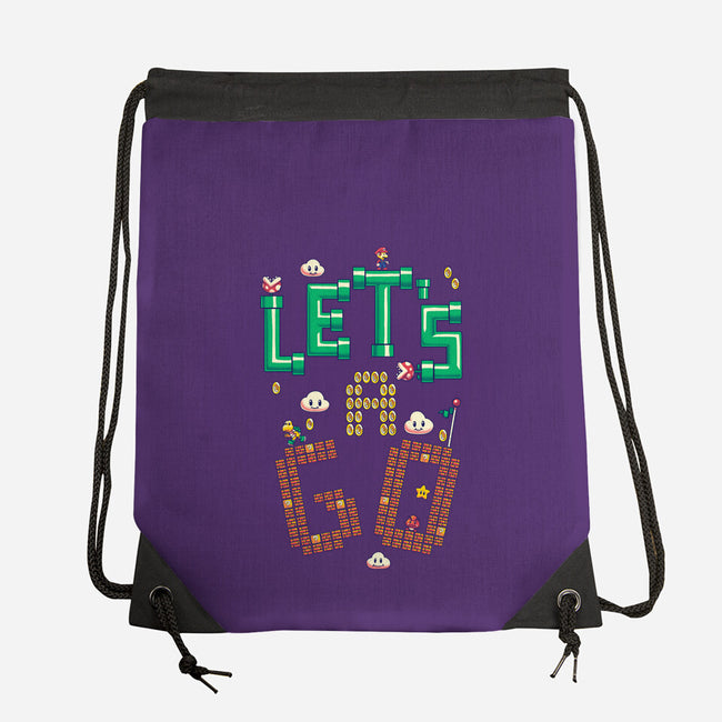 Mario Let's A Go-None-Drawstring-Bag-Geekydog