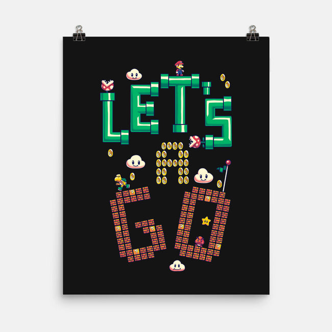 Mario Let's A Go-None-Matte-Poster-Geekydog