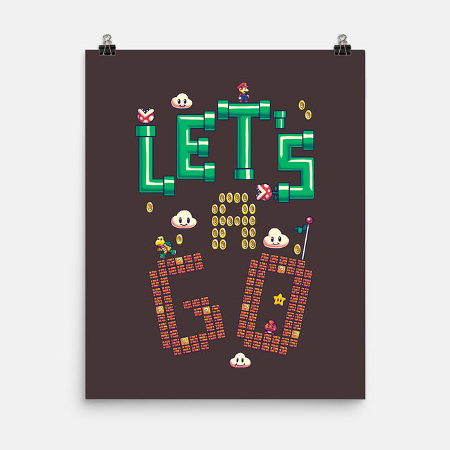 Mario Let's A Go-None-Matte-Poster-Geekydog