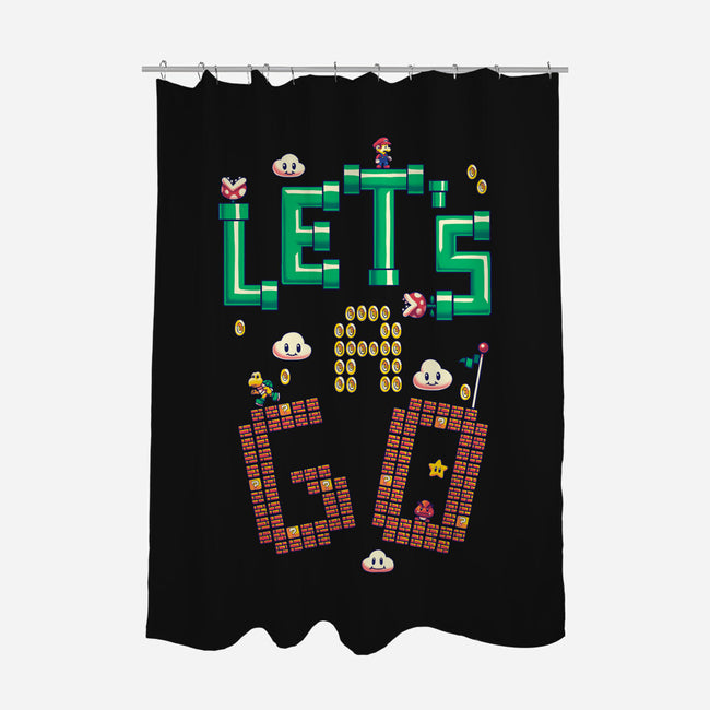 Mario Let's A Go-None-Polyester-Shower Curtain-Geekydog