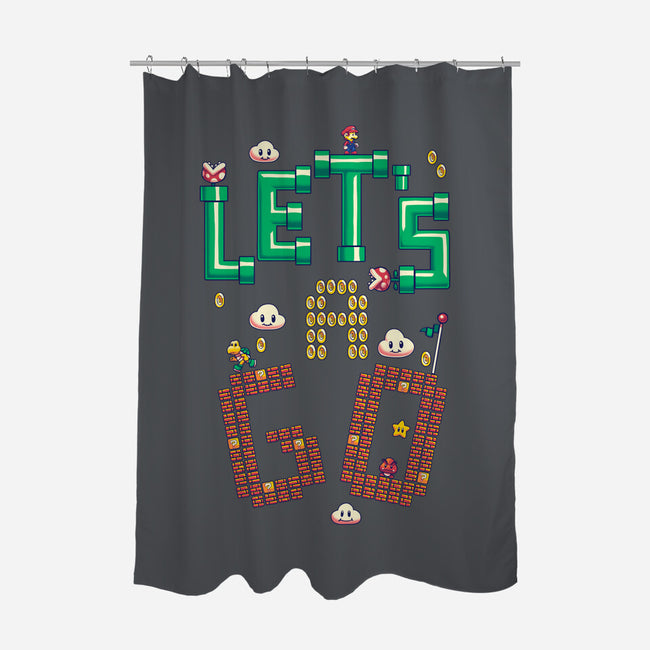 Mario Let's A Go-None-Polyester-Shower Curtain-Geekydog