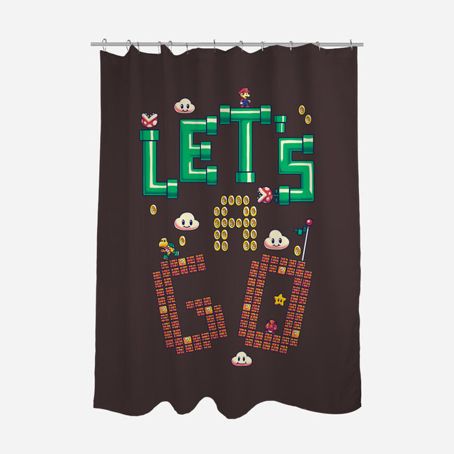 Mario Let's A Go-None-Polyester-Shower Curtain-Geekydog