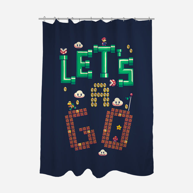 Mario Let's A Go-None-Polyester-Shower Curtain-Geekydog