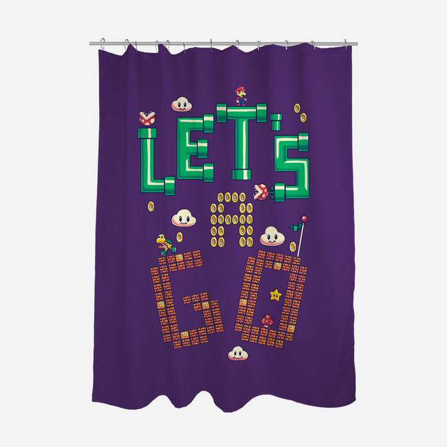 Mario Let's A Go-None-Polyester-Shower Curtain-Geekydog