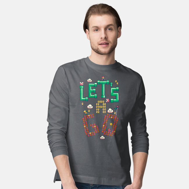 Mario Let's A Go-Mens-Long Sleeved-Tee-Geekydog