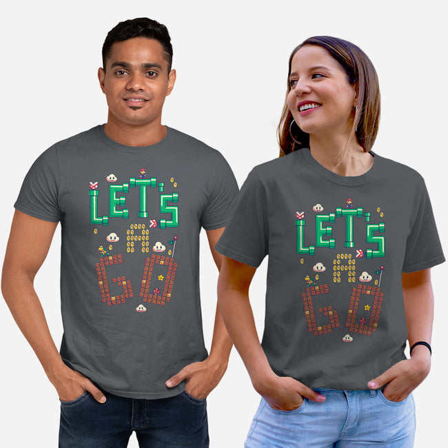 Mario Let's A Go-Unisex-Basic-Tee-Geekydog
