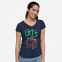 Mario Let's A Go-Womens-V-Neck-Tee-Geekydog