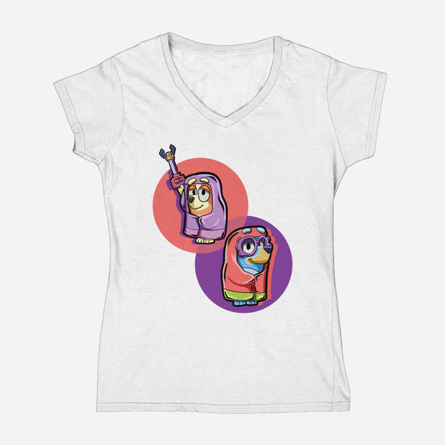 Granny Game-Womens-V-Neck-Tee-nickzzarto