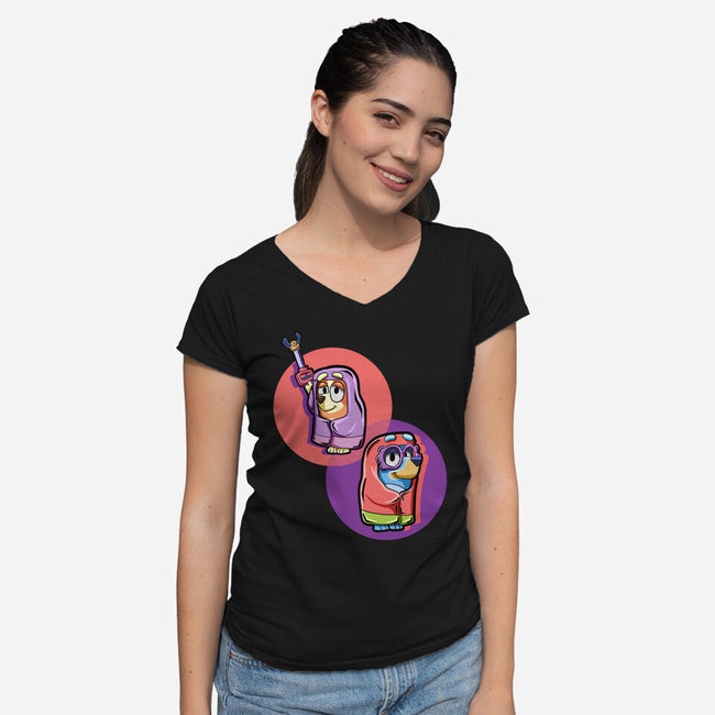 Granny Game-Womens-V-Neck-Tee-nickzzarto
