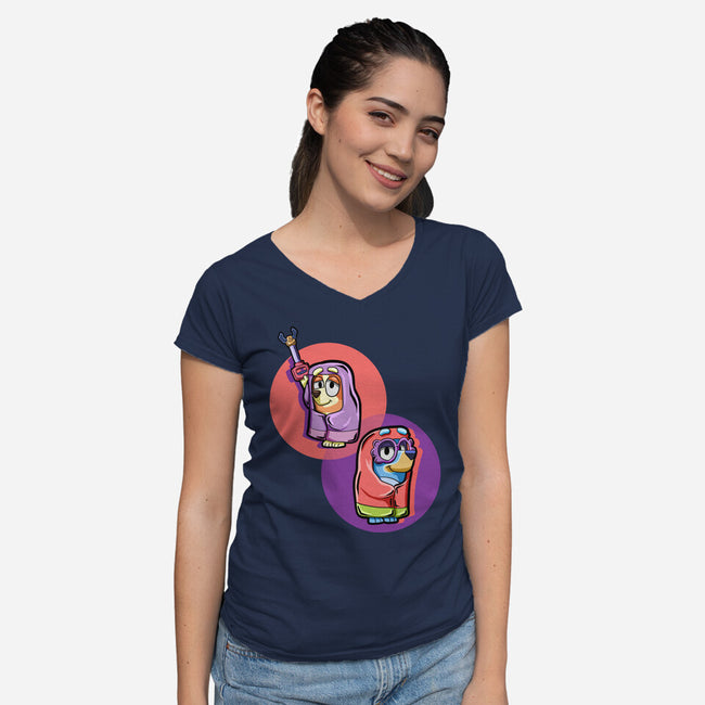 Granny Game-Womens-V-Neck-Tee-nickzzarto