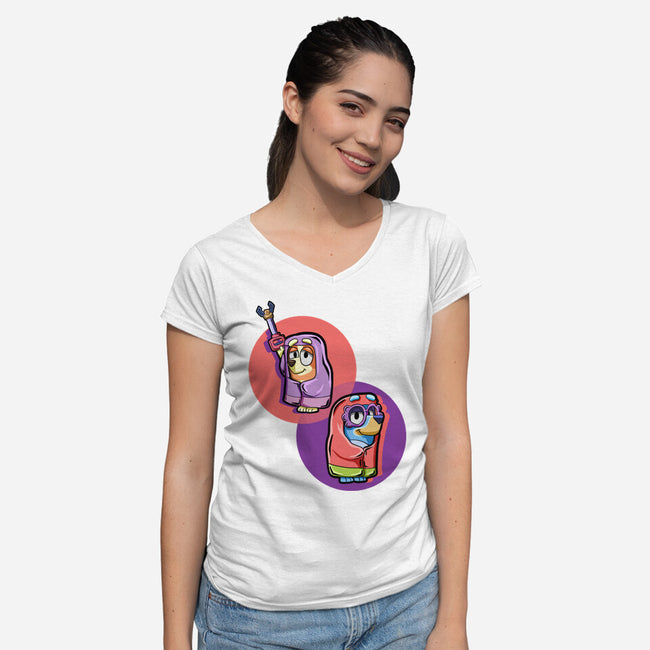 Granny Game-Womens-V-Neck-Tee-nickzzarto
