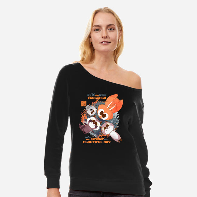 Forever And Beautiful Sky-Womens-Off Shoulder-Sweatshirt-Moon Crew
