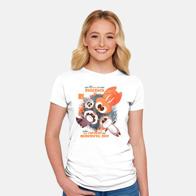 Forever And Beautiful Sky-Womens-Fitted-Tee-Moon Crew