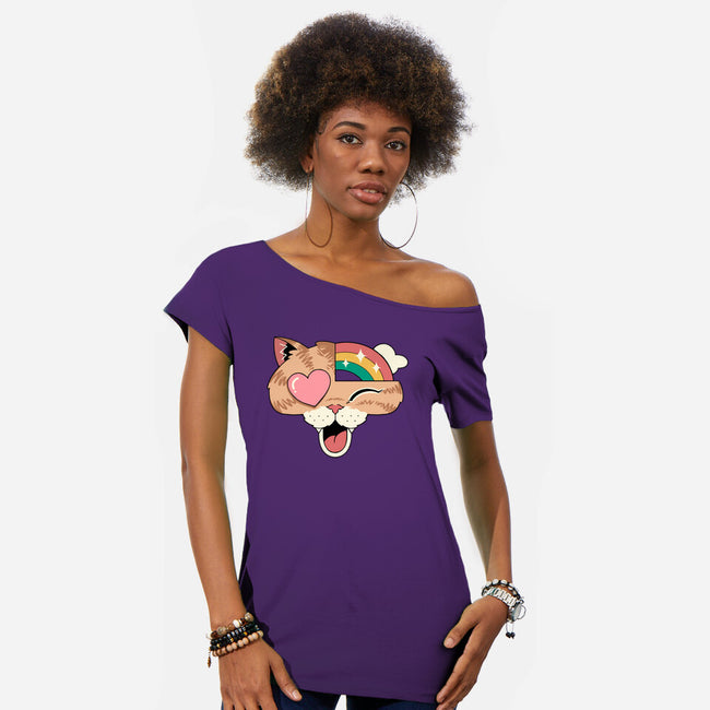 Whimsical Whiskers-Womens-Off Shoulder-Tee-vp021