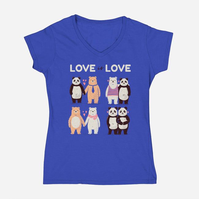 Bear Love Is Love-Womens-V-Neck-Tee-tobefonseca