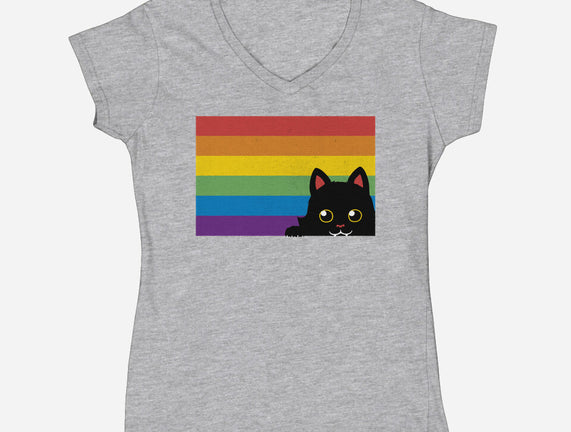 Peeking Cat Rainbow Pride Flag