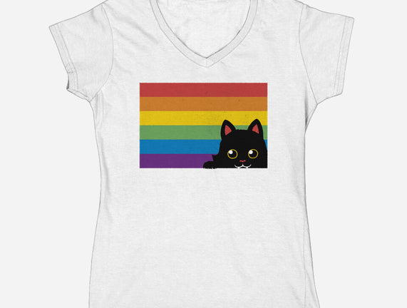 Peeking Cat Rainbow Pride Flag