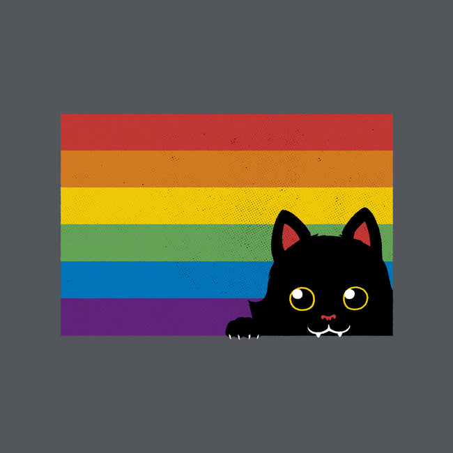 Peeking Cat Rainbow Pride Flag-Womens-Basic-Tee-tobefonseca